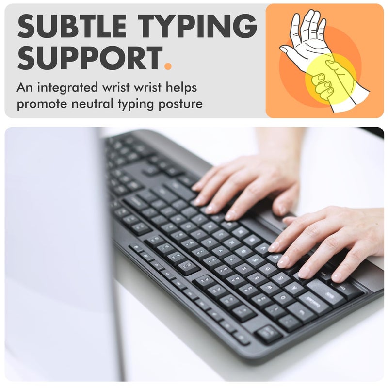 X9 Performance X9 Wired Keyboard - Comfortable Typing - Ergonomic Full Size USB Keyboard with Wrist Rest, Number Pad, Multimedia and 114 Keys - External Computer Keyboard for Laptop, Desktop and Office PC - Image 2